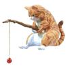 Animal Aquarium Decorations Miniature Fishing Cat Figurines Set Safe Material Decoration for Small Medium Fish Tanks