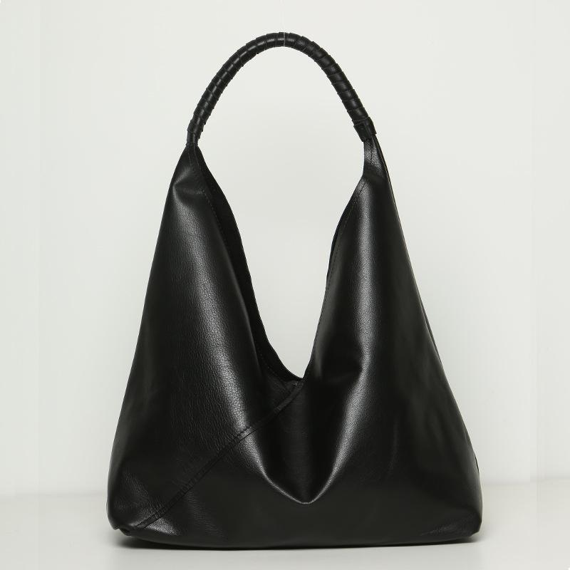 First Layer Cowhide Single Shoulder Female Tote Female Mother Bag Large Capacity Bucket Simple Leather Mobile Phone Bag Female Bag