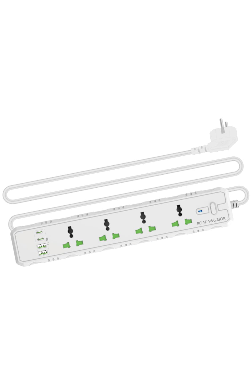 

ROAD WARRIOR International Power Strip with USB & Cord, 4 AC Outlets, 2 USB-A Outlets, 2 USB-C Outlets, White, RW130WH