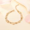 Women Sweet Heart Bracelet Stainless Steel Gold Color Double Layer Beads Chain Waterproof Zircon Christmas Gifts