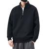 Textured semi-zipper stand-up neck sweater men's outdoor casual autumn and winter warm solid color loose men's top