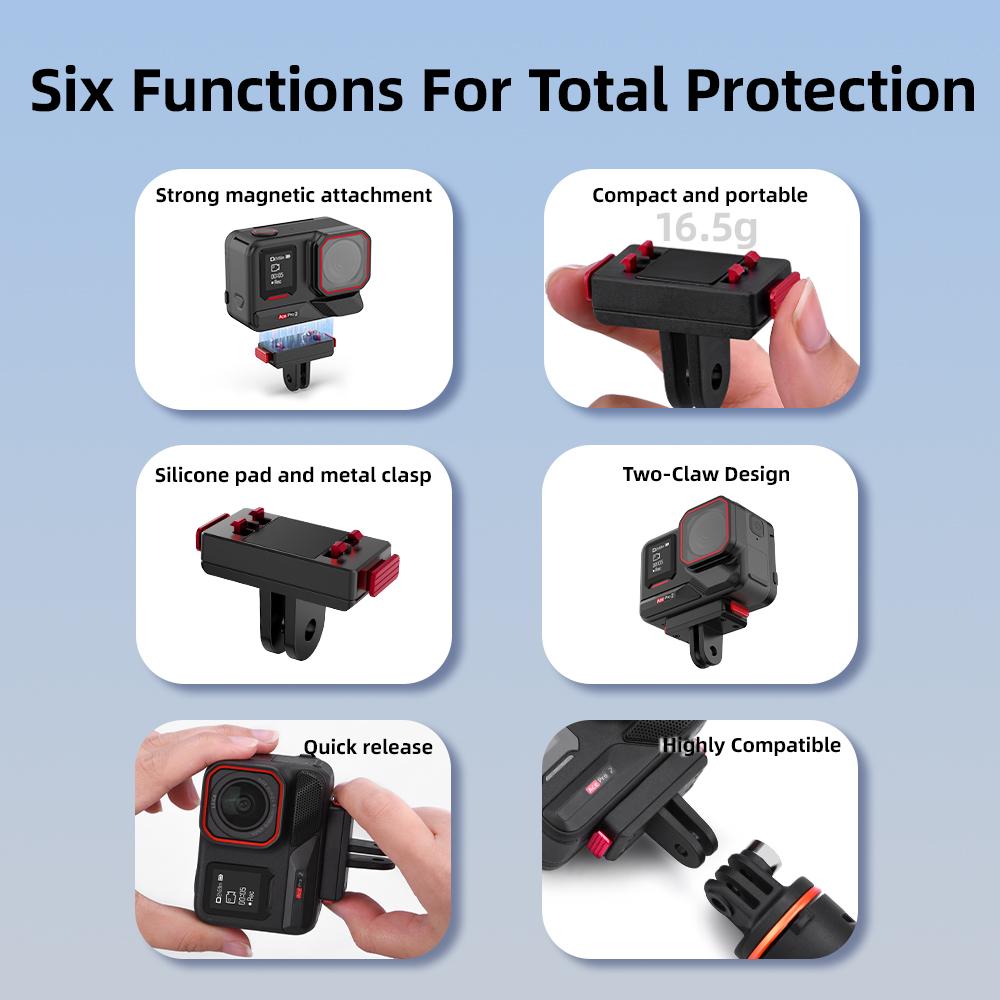 FLYMILE Magnetic Mount for Insta360 Ace Pro 2/Ace Prp/Ace Quick Release Camera Adapter Base