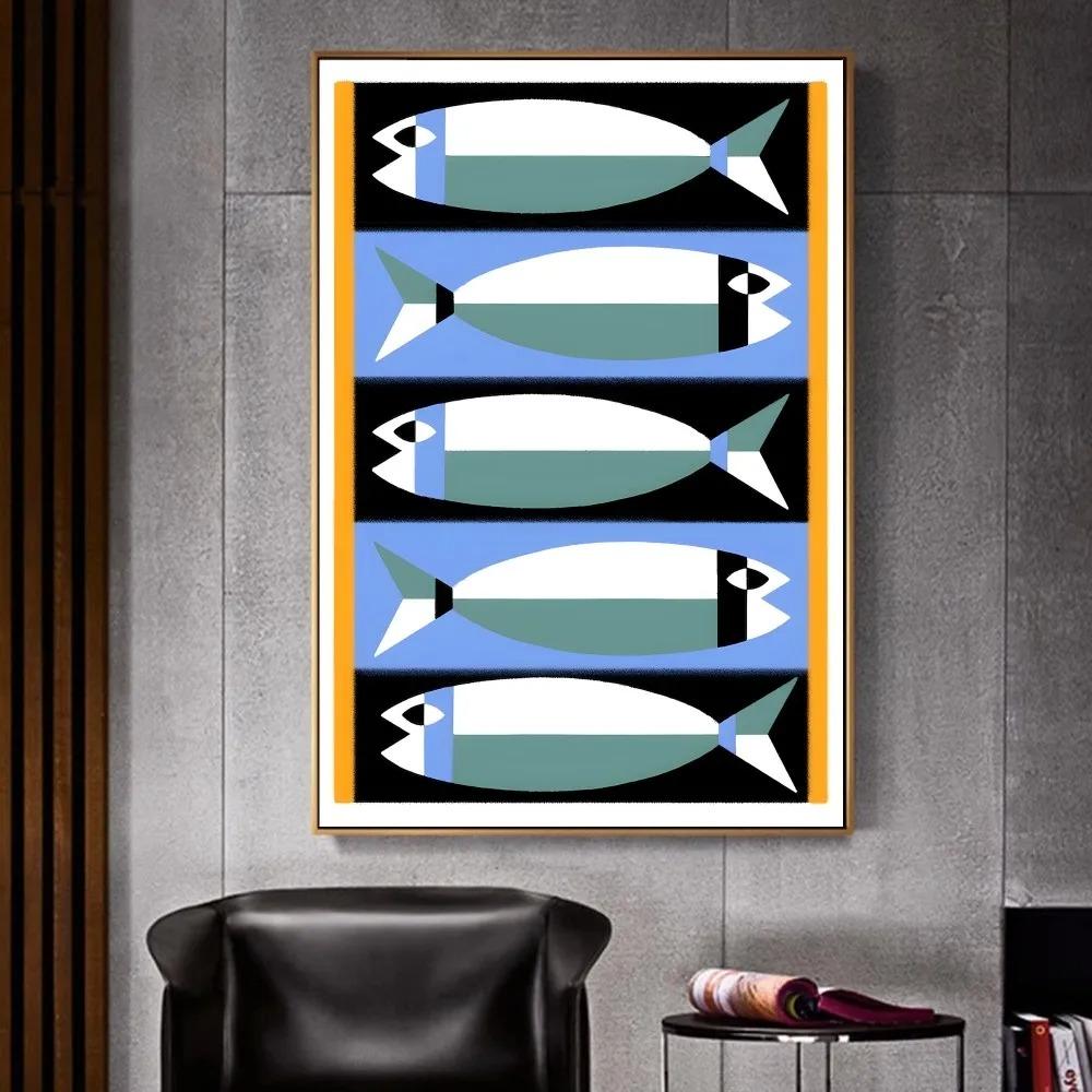 

Красочная Сардина Лобстер Рыба Морское Животное Белая Книга Постер Необычная Наклейка на Стену для Украшения Гостиной Бара Винтажная Живопись 21cm×30cm NoFrame