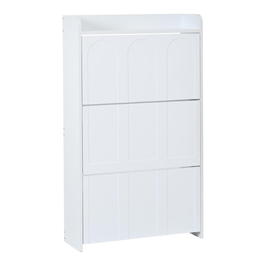 2-Piece Set Shoe Cabinet Shoe Rack, with 12 Compartments, Can Be Placed In Hallways, Doors, Living Rooms and Offices, MDF, White
