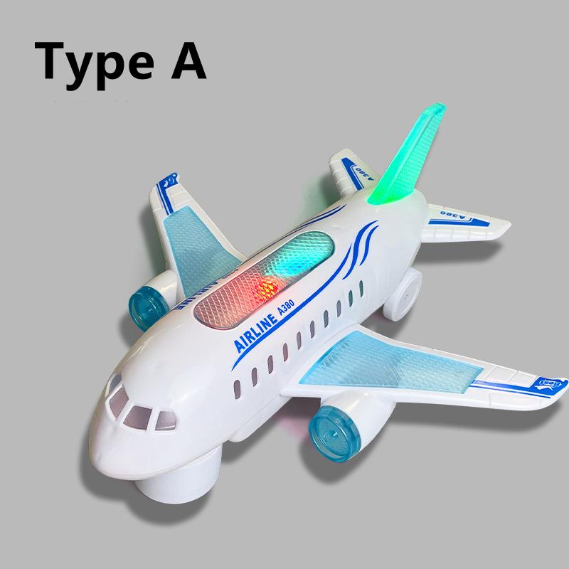 Christmas Kids Gift Electronic Aeroplane Toy with Music Autopilot Rotation Flash Sound Plane Educational Toy for Children