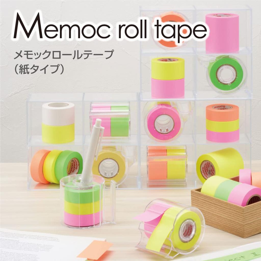 Yamato Memoc Sticky Notes Roll Tape 3 and 15mm X Refill, Rolls, Rose, Lemon, Lime, 10m, RK-15H-B