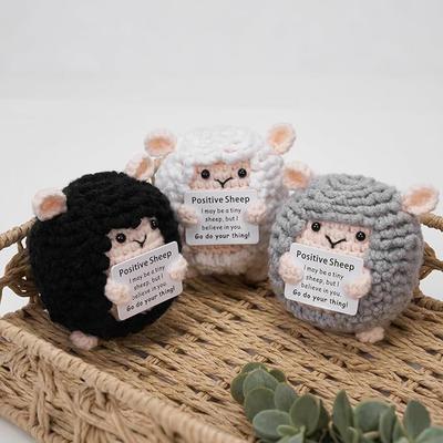 Niedliches Positives Schaf Emotionale Unterstützung Positive Häkeltiere Bücherregal Dekorationen Handgemachtes Geschenk