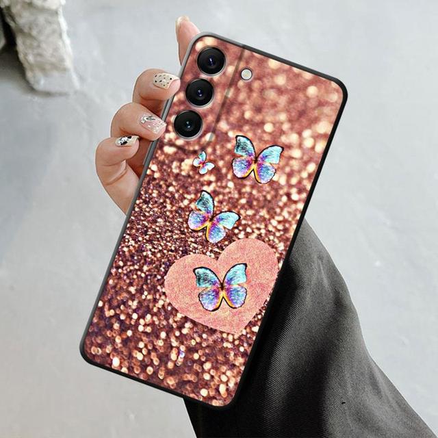 Shell For Samsung Galaxy S23 S22 S21 S20 Fe Ultra S10 S9 S8 Plus Note 20ultra 10plus Case Bling Aesthetic Butterfly Rose Art