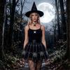 Spiders Costume Adult Cape Tights Necklace Chocker Earings Mask and Witch Hat Halloween Costume Outfit for Women