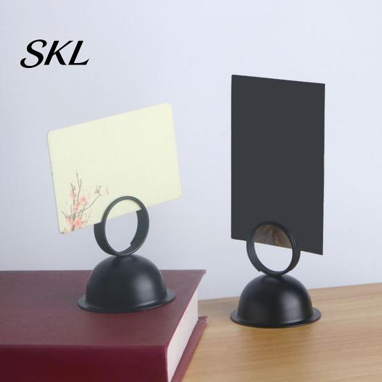 Solid Wood Table Accessory Number Holder, Metal Place Card Foodservice Split-Ring Style Weighted Holder Menu Stand for Photos, Memo, Notes,
