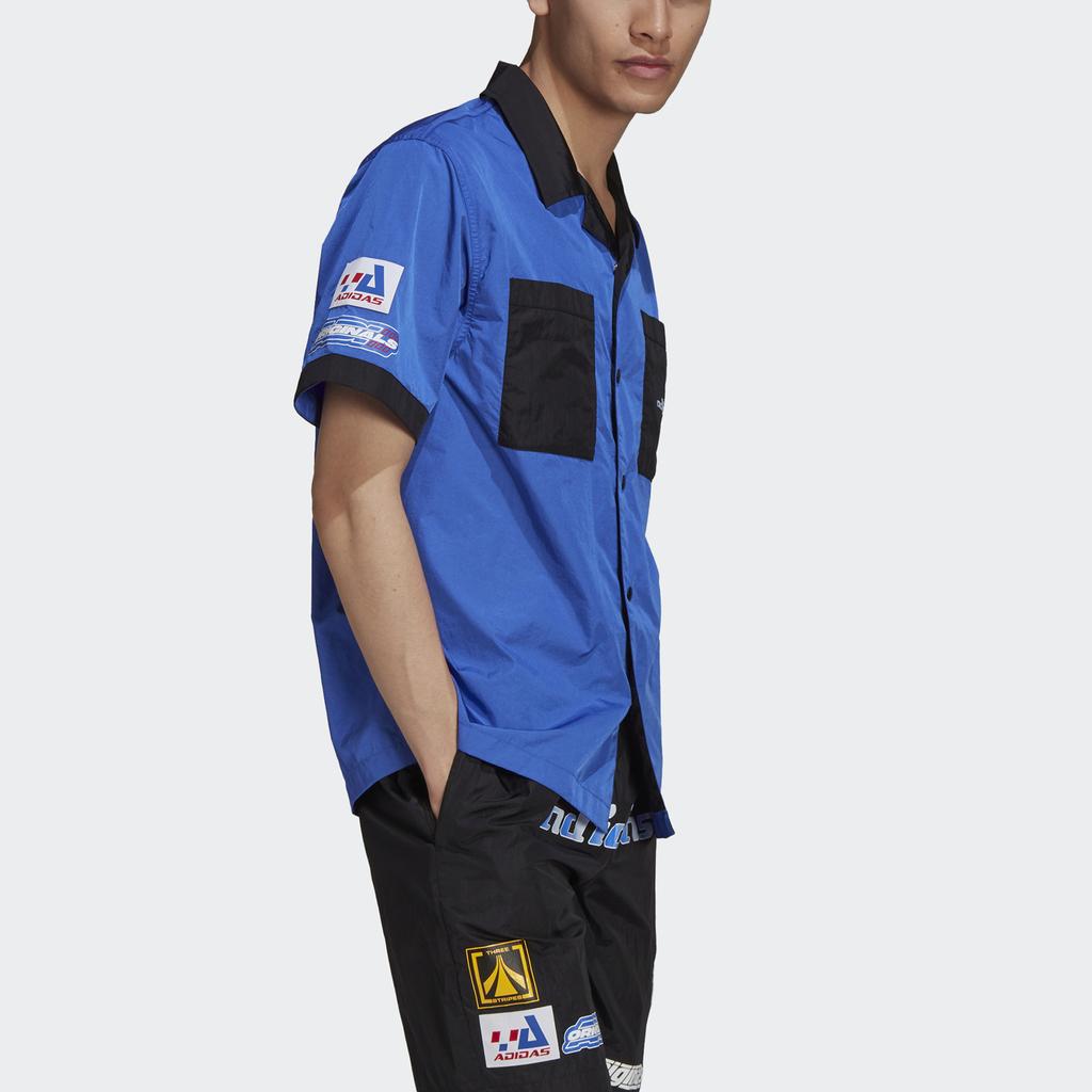adidas Originály Tílko Trefoil TGP SS s kontrastním logem Závodní krátký rukáv Pánské topy Experimentální modrá HA4744