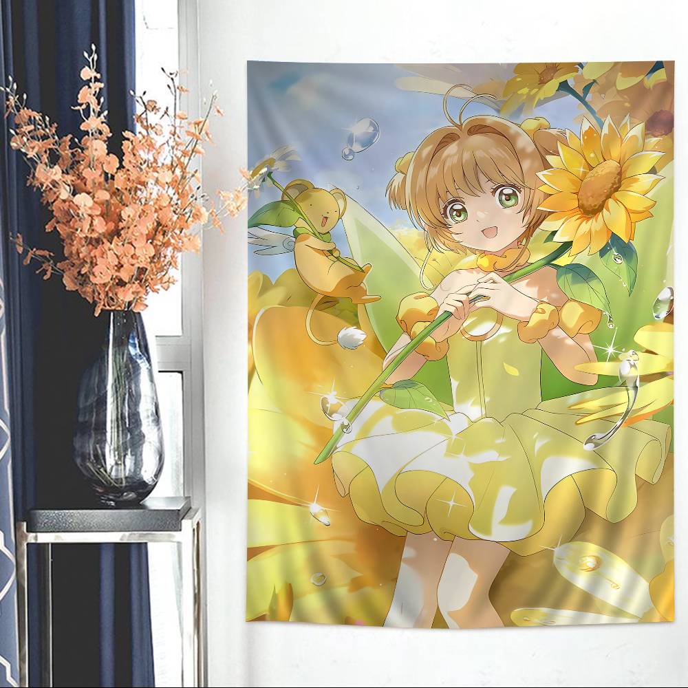 Japanese Anime CCardcaptor Sakura Anime Tapestry Hanging Tarot Hippie Wall Rugs Dorm Home Decor