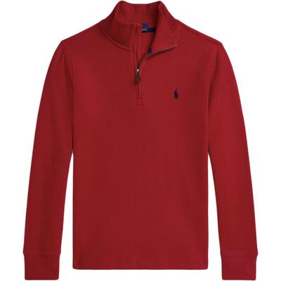 Polo Sweatshirt Ss24 Solid Color Stand Collar Half Zip Long Sleeve Kids Tops Red 323953023-006