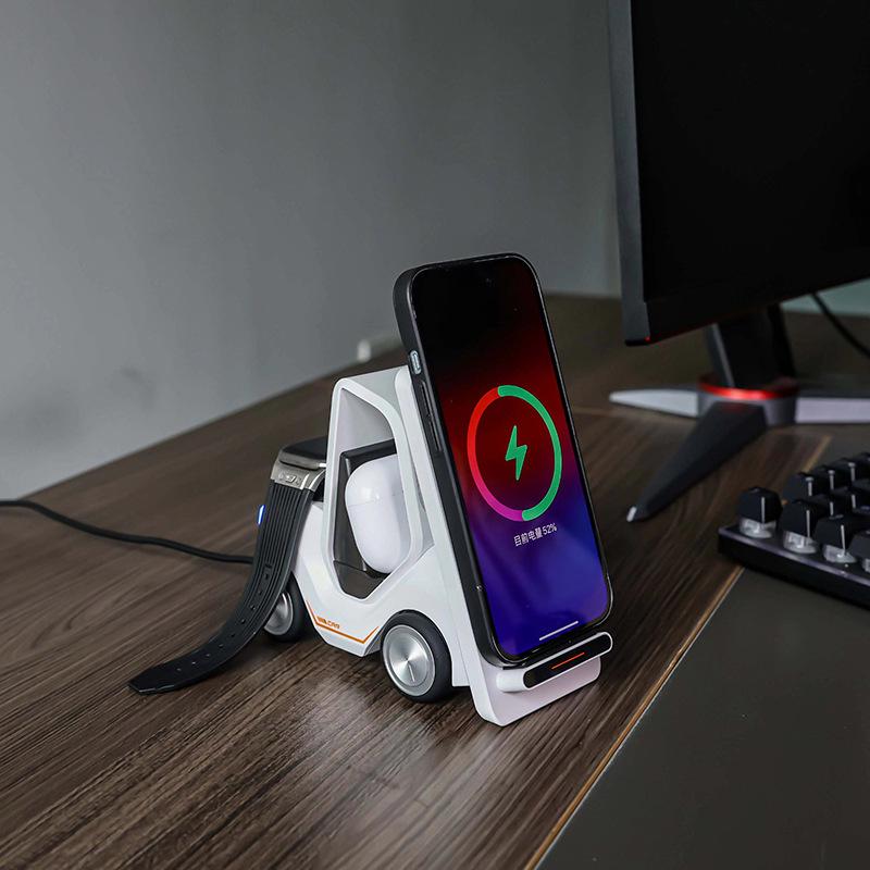 

Compact Wireless Charger & Phone Holder: Fast Charging for Apple 15 Watch and Mobile Devices