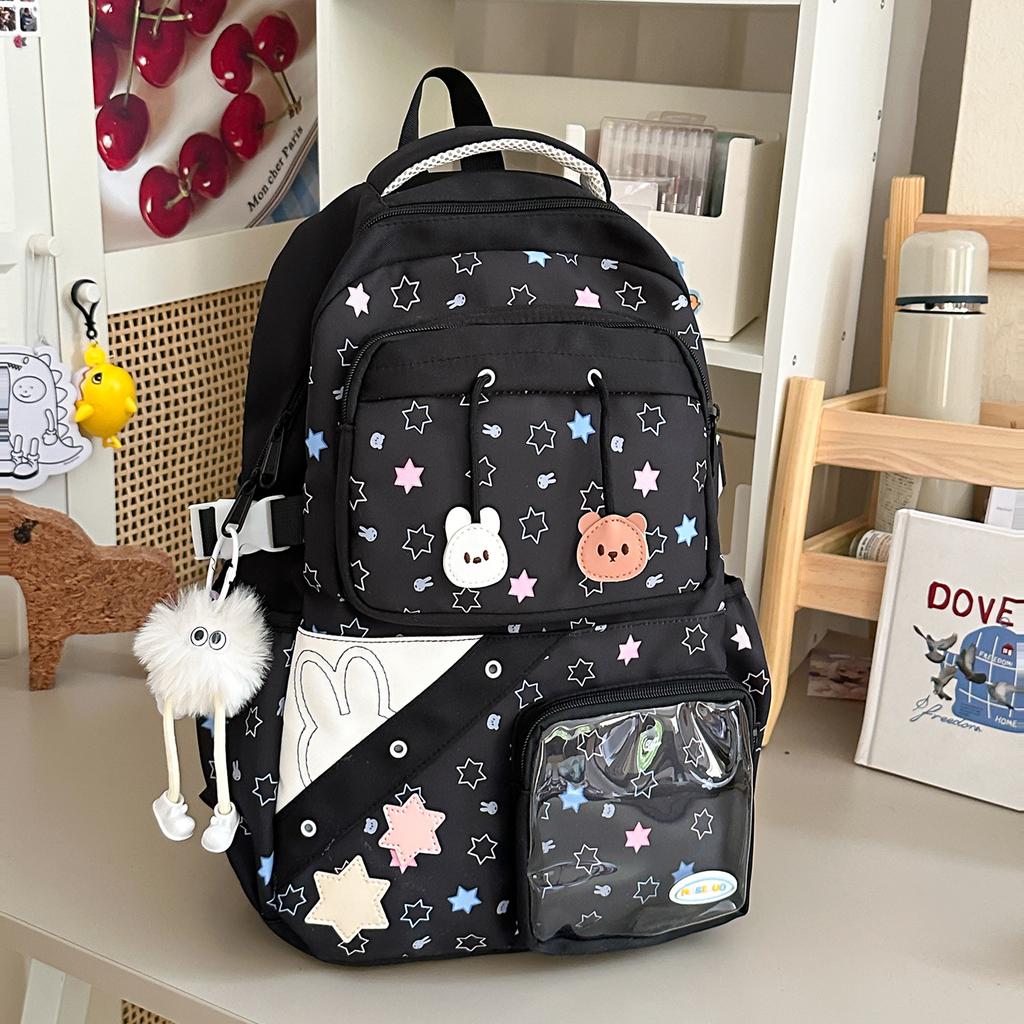 Schoolbag schoolbag Japanese ins high value fresh and sweet contrasting color splicing backpack junior high school students lightweight travel