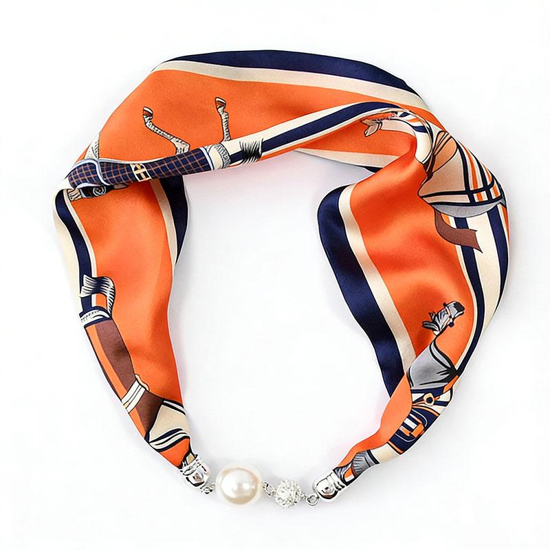 1pc Neckerchief Women Necklace Scarf Hand Wrist Magnetic Button Bag Scarves Scarves Print