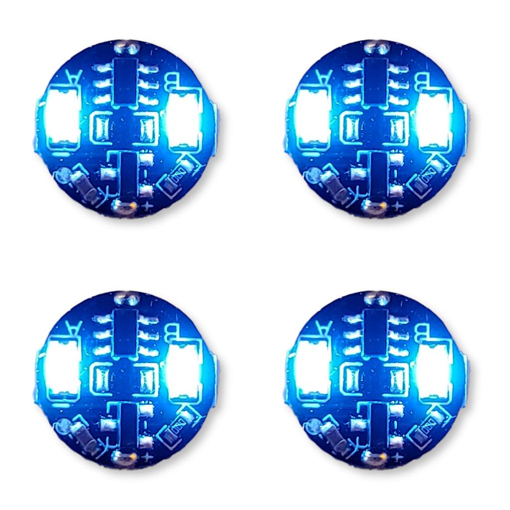 Set of 4 Dual LED Lights Up and Powered by Button Cell Batteries Magnetic for Plastic Miniature Firefly Lights, Flashes, (CR927 Compatible), Switch,