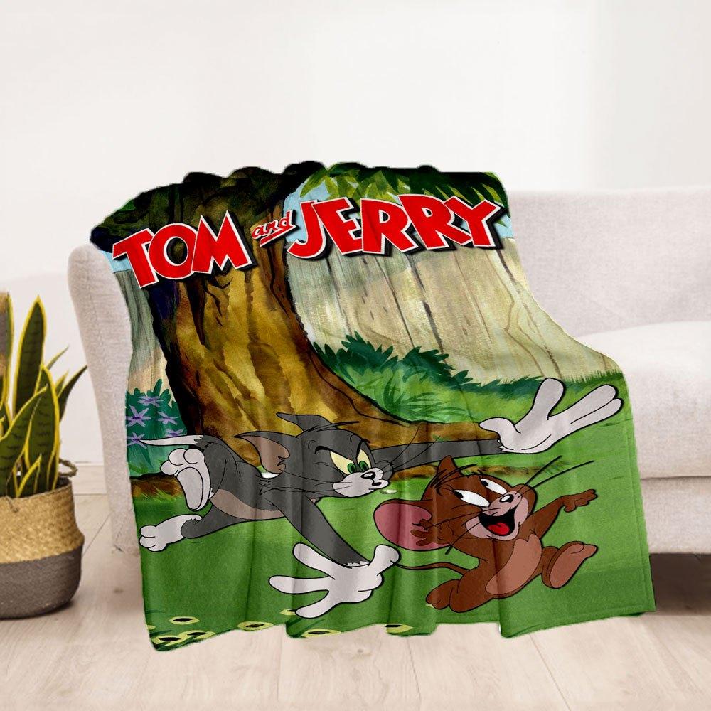 Tom and Jerry Classic Cartoon Poster PrintBlanket Flannel Throw Blanket for Sofa, Bed, Travel, Camping, Office