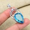 Blauer Topas Naturstein Schmuck Handgefertigter Anhänger 925 Massives Sterling Silber Für Hochzeitsgeschenk