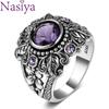 Vintage Jewelry 3ct Amethyst CopperColor Ring Round Cut Purple Nature Stone Women Wedding Anel Aneis Gemstone Rings