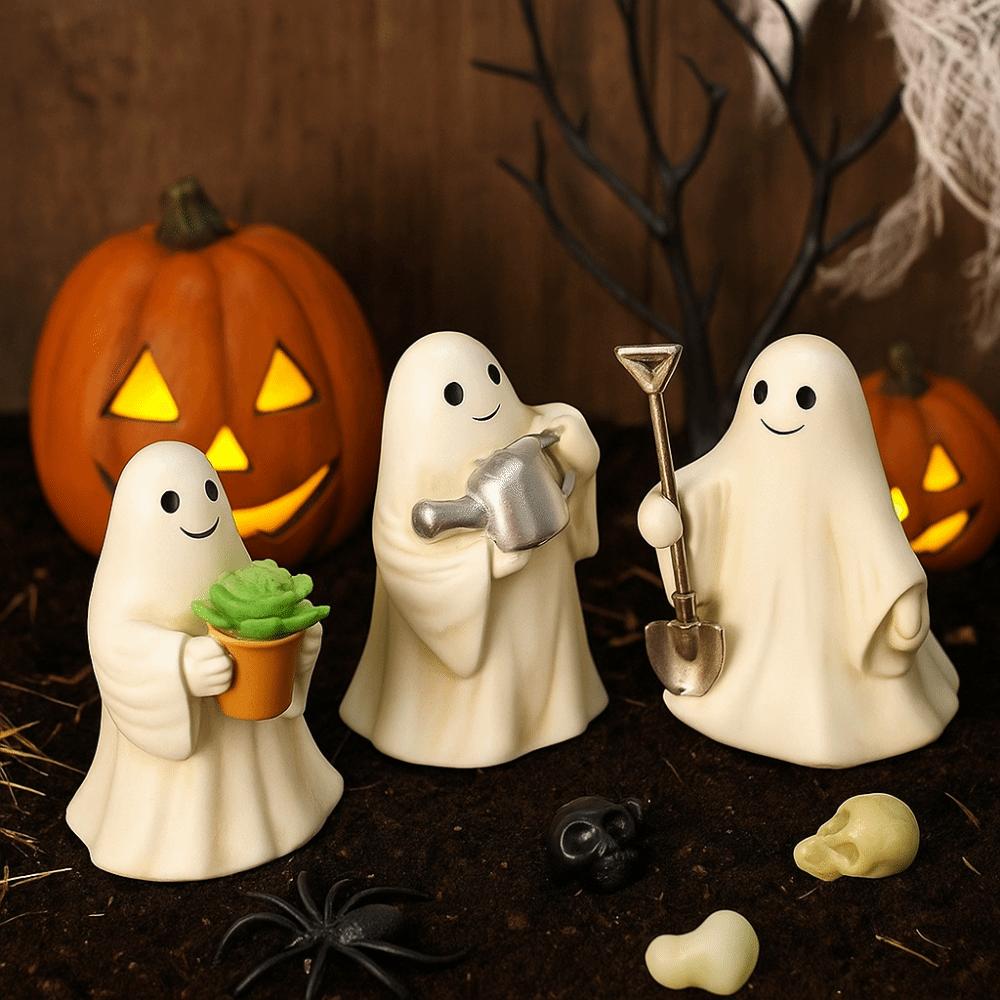 3pcs Cute Design Ghost Ornaments Resin Material Resin Gardening Statue  Home Decor
