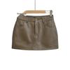 2025 High-Waist Anti-Exposure PU A-Line Skirt with Underpants - Sexy Autumn/Winter Hip-Hugging Skirt
