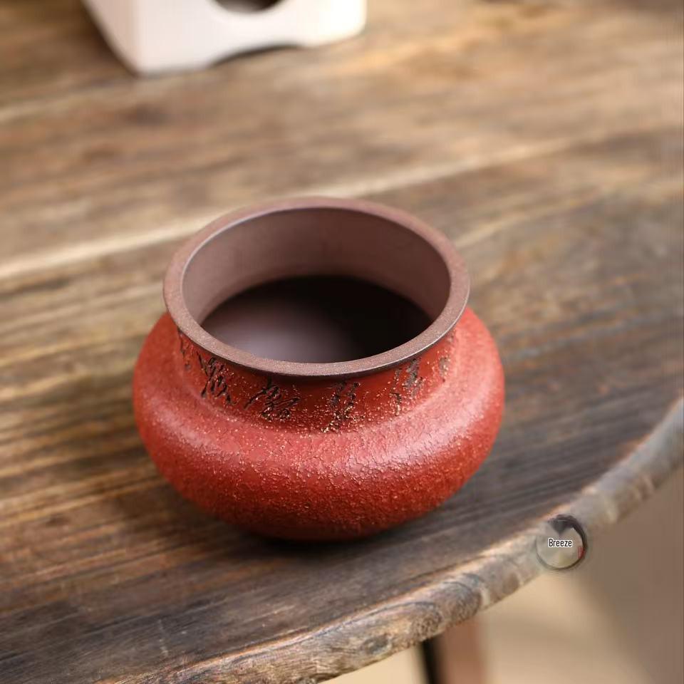 Yixing Zisha Handmade Ceramic Tea Waste Bowl Pen Holder