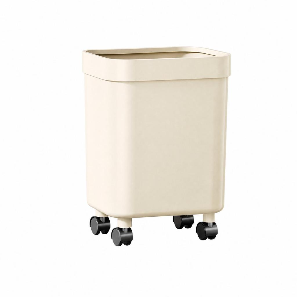 Wheeled Rectangular Trash Can with Caster Wheels Easy To Clean PP Plastic Waste
