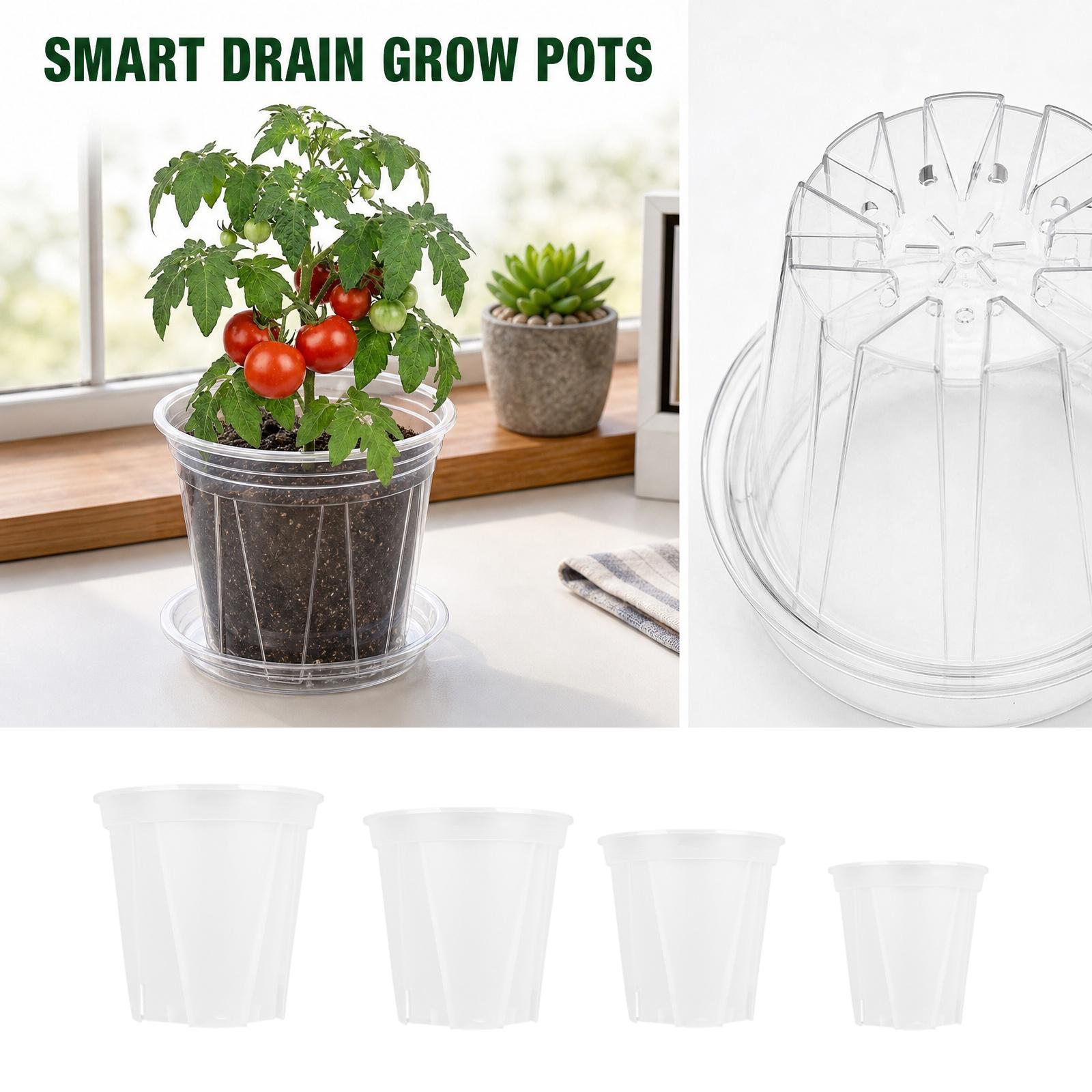Set of 4 Plastic Plant Pots with Drainage Holes 4 Inch 4 7 Inch 5 5 Inch 6 Inch Sizes Included Durable Lightweight Design One Size белый
