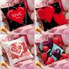 Valentine Red Heart Pillow Case Anti-dustmite Pillowcase Invisible Zipper Silky Short Plush Sofa Cushion Cover