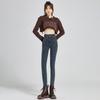 Skinny jeans med dubbelknäppning, smala och tunna, nya högmidjade elastiska smalfotade pennbyxor höst och vinter 2025