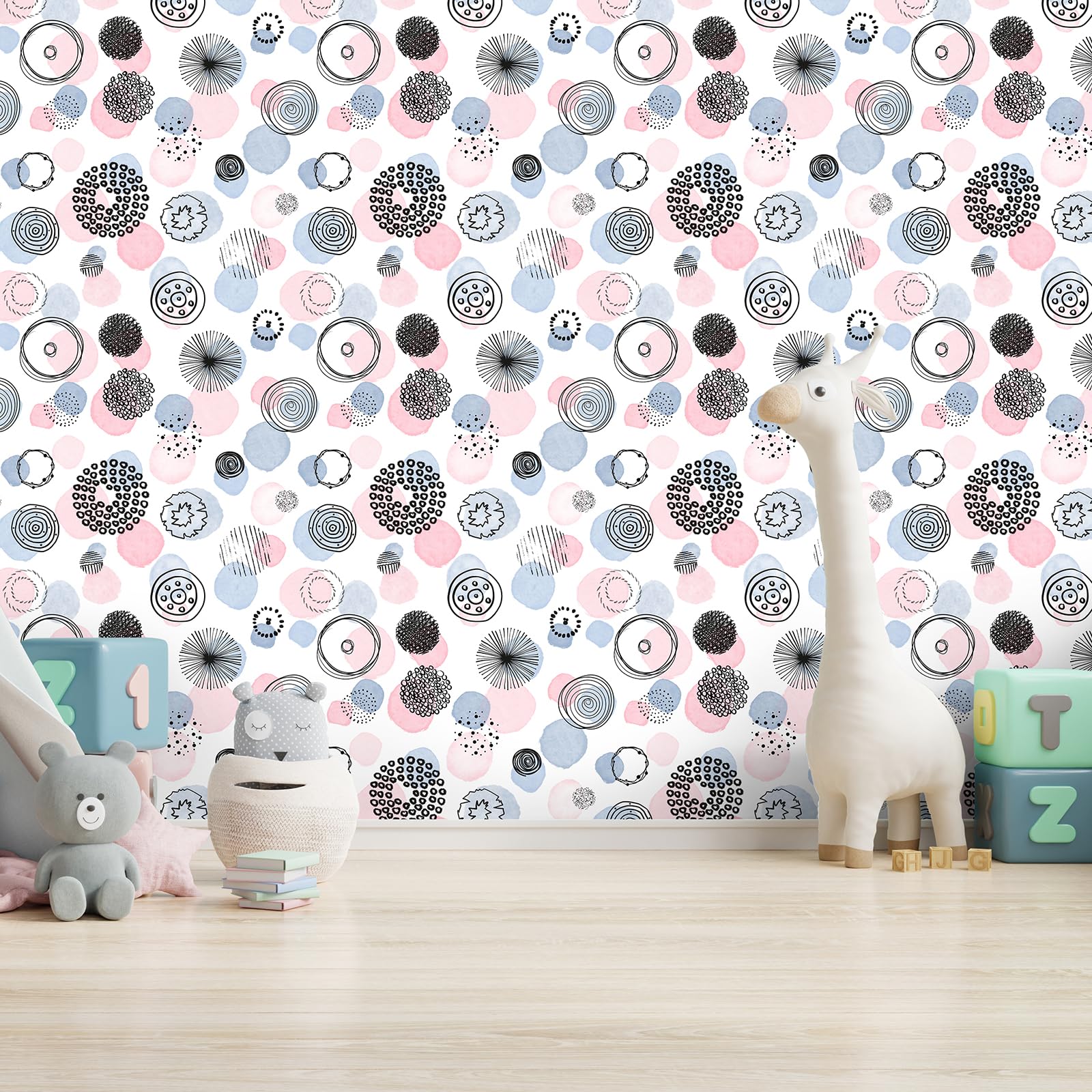 

CHIHUT Removable Wallpaper Wall Dot Geometric Scandinavian Suitable for Sliding Interior Living TV Decorative Sheet Sticker, Decal, 44.5x600cm,