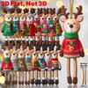 16Pcs 2D Colorful Christmas Reindeer Wooden Pendant Ornament Cartoon Christmas Tree Hanging Decoration For Home New Year Gift