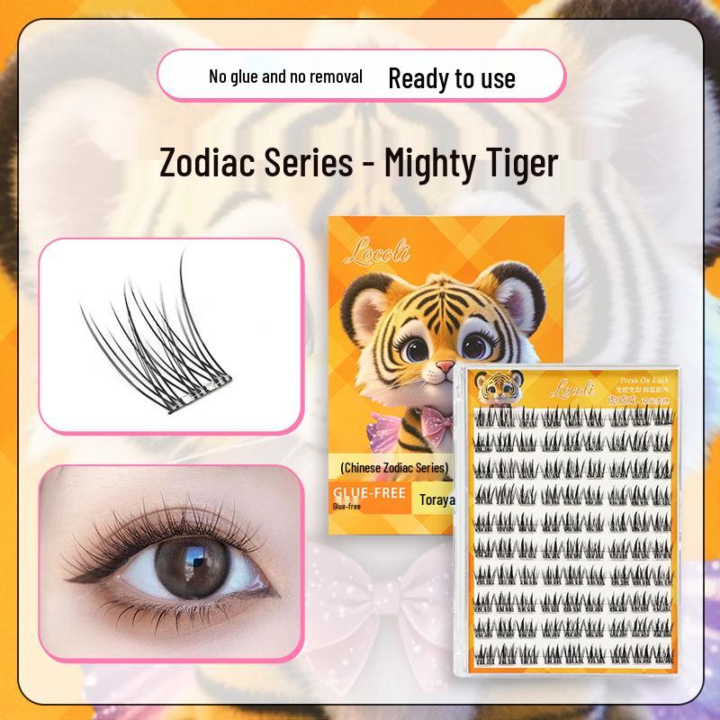 Manga Style Glue-free Self-Adhesive False Eyelashes: Wild Rabbit Clusters, Dense Curl, Large Capacity for a Natural Look