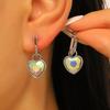 Yousheng 1 Pair Drop Earrings, Detachable Pendant Design Women Earrings, Heart Rhinestones Inlaid Versatile Earrings for Jewelry
