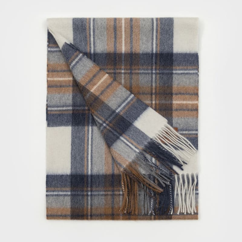 RECLOW MUNM check CASHMERE 100% MUFFLER CARROT