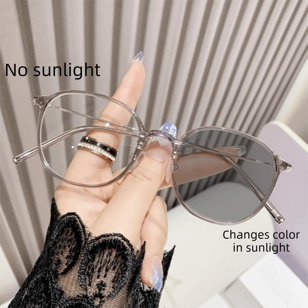Ultra Light Photochromic Myopia Glasses Round Frame Presbyopia Glasses  Women Men