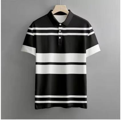 Summer Men's Polo Shirt Casual Short Sleeve Print Button Polo T-Shirt Loose Fashion Men's Gower