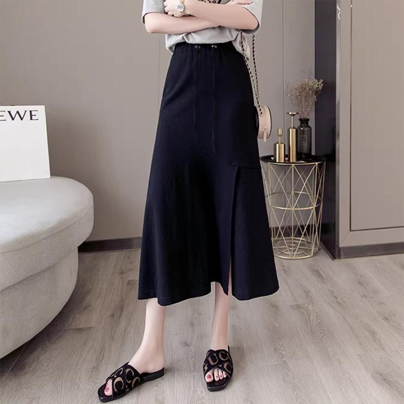 

Maternity A-line Slit Midi Skirt - Spring/Summer 2026 High-Waisted Slimming Fishtail M чорний