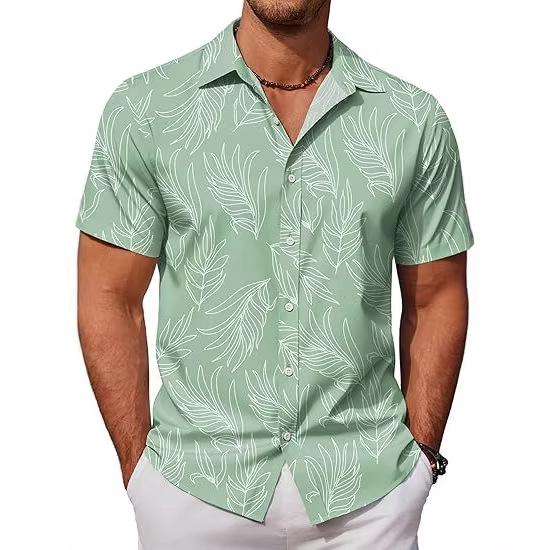 Men S Short Sleeve Tropical Print Hawaiian Casual Shirt