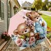 1pc Teddy Bears Flowers Automatic Folding Umbrella, Heavy Duty 8 Rib Iron Frame,  Suitable for Travel, Daily Use, Birthday, Decor Gift m0104025