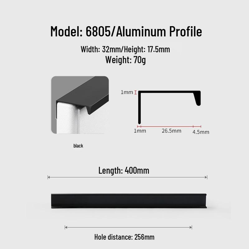 Modern Minimalist Black Invisible Handle for Cabinet Doors and Drawers