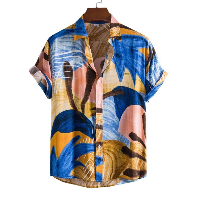 Shirts for Men Shirt T-shirts Man 3d print New Men's Clothing Beach Fashion Blouses Social Hawaiian Cotton Oversize