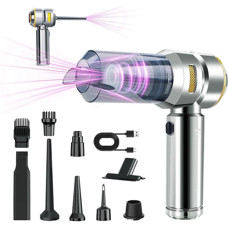 2-in-1 Portable Car Vacuum Cleaner Strong Suction Handheld Dust Blower Inflator 6000mAh Battery Home Car Dual Use
