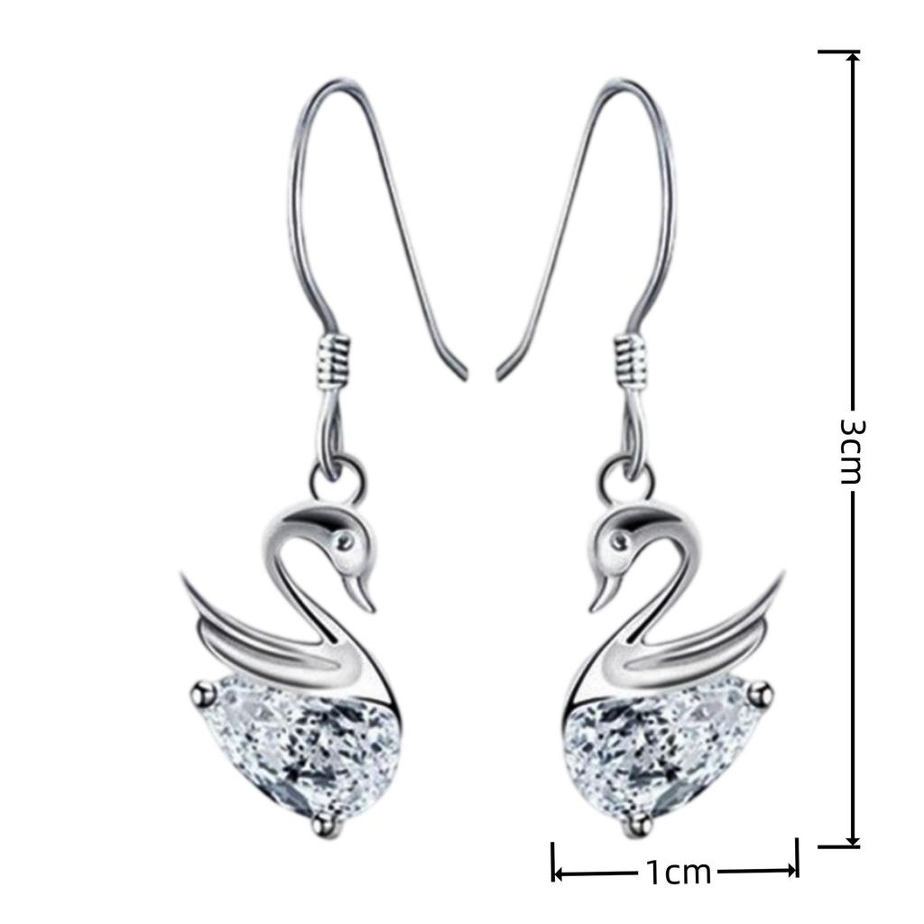 Elegant Rhinestone Swan Earrings - Korean Fashion, White Diamond Love Trend
