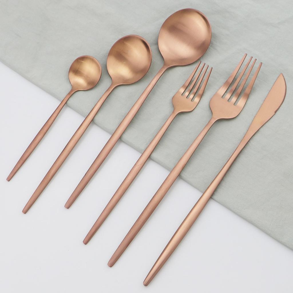 36Pcs/set Red Gold Dinnerware Cutlery Set Stainless Steel Knife Dessert Fork Tea Spoon Silverware Kitchen Flatware Tableware Set