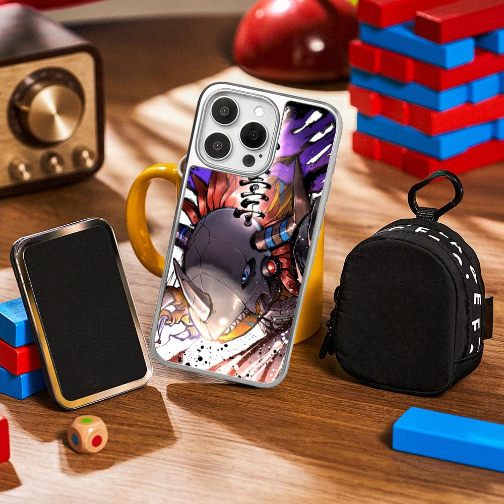 Classic Anime Digimon Japan Art Poster Phone Case for iPhone 16 15 14 13 12 11 Pro Max Sheepskin Silver-edged Protective Case