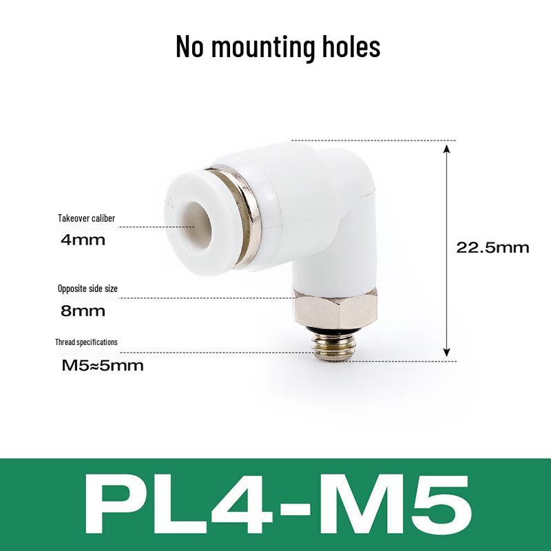 Premium White Male Thread Elbow PL8-02 Pneumatic Connector, 4-M5/6-01/10-03/12-04 Air Tube