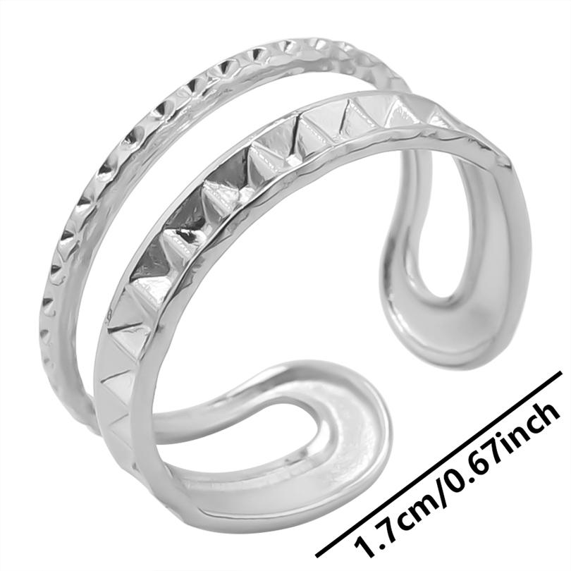1pcs Crown Heart Shell Charm Ring Two/Three Layered Adjustable Stainless Steel Rings For Women Men Accessories Vintage Jewelry