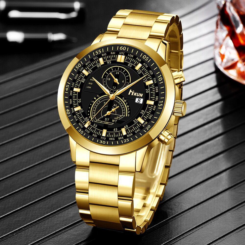Classic Mens Quartz Watch And Bracelet Set With Alloy Strap For Business Casual Wear